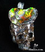 Canadian Ammolite Carved Crystal Skull Pendant
