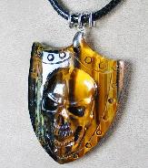 2.3" Tiger Iron Eye Carved Crystal Skull Pendant