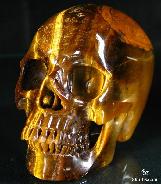 Rarely Large 4.4" Tiger's Eye Carved Crystal Skull, Super Realistic
