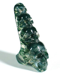 Top Quality! Size 9 Green Moss Agate Carved Crystal Skulls Ring