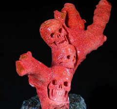Original 3.9" Red Coral Carved Crystal Skulls