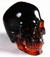 Large 3.5" Columbia Amber Carved Crystal Skull, Super Realistic, Gemstone