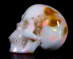 1.1" Australian Opal Carved Crystal Skull, Gemstone