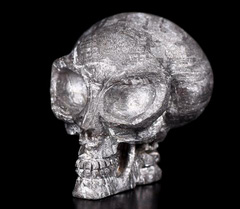 0.8" Gibeon Meteorite Carved Crystal Alien Skull, Great Nama Land, Namibia, Nickel-Iron Meteorite, Fine Octahedrite