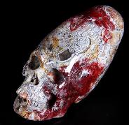 4.7" Red Crazy Lace Agate Carved Crystal Skull