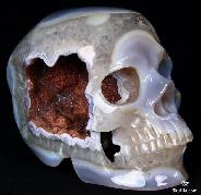 6.1" AWESOME Hollow Geode Agate Carved Crystal Skull, Healing 