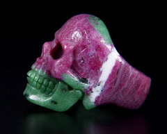 Size 9, Ruby Zoisite Carved Crystal Skull, Realistic