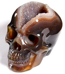 Huge Geode 5.0" Agate Carved Crystal Skull