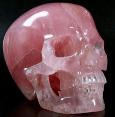 LIFESIZED Giant 7.8" Rose Quartz Carved Crystal Skull, Super Realistic