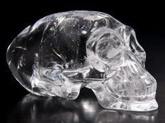 Transparent! Rainbows! 3.0" Quartz Rock Crystal Carved Elongated Mayan Alien Crystal Skull