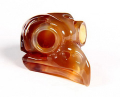 1.6" Carnelian Carved Crystal Owl Skull