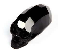 Faceted 2.9" Black Obsidian Carved Crystal Skull, Realistic
