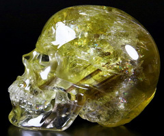Top Quality! Clearest! 6.3" Citrine Carved Crystal Skull Super Realistic