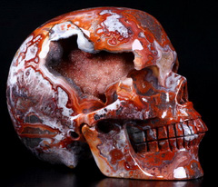 Sept 23, 2014 ACSAD (A Crystal Skull a Day) - The Mind’s I - Red Crazy Lace Agate Geode Carved Crystal Skull Sculpture