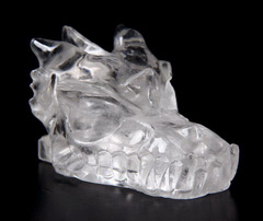 2.5" Quartz Rock Crystal Carved Crystal Dragon Skull