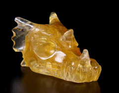 1.7" Orange Fluorite Carved Crystal Dragon Skull