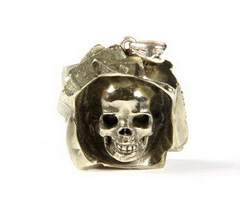 Pyrite Carved Crystal Skull Pendant