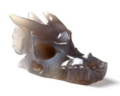 2.0" Agate Carved Crystal Dragon Skull Pendant