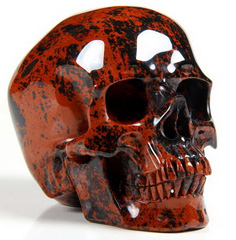 5.0" Mahogany Obsidian Carved Crystal Skull, Super Realistic