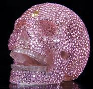 4.2" Quartz Rock Crystal Carved Crystal Skull, with Cubic Zirconia