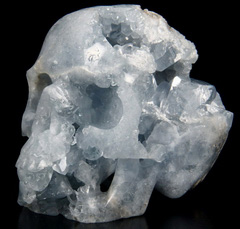 AMAZING Geode Huge 5.0" Blue Calcite Carved Crystal Skull