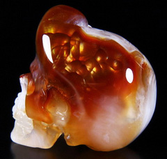 1.0" Fire Agate Carved Crystal Skull, Realistic
