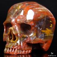 4.7" Petrified Wood Carved Crystal Skull, Without Jaw