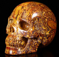 2.6" Elephant Skin Jasper aka Miriam Stone, Calligraphy Stone, Cobra Jasper Carved Crystal Skull, Realistic