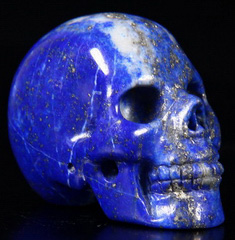 Gemstone Cute 1.4" Lapis Lazuli Carved Crystal Skull, Realistic