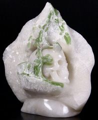 Mineral Specimen 6.3" Spinel & Green Tourmaline Carved Crystal Skull Sculpture