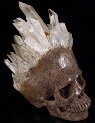 Mineral Specimen 7.7" Quartz Rock Crystal Carved Crystal Skull