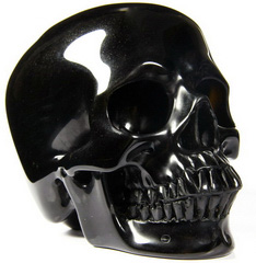 5.1" Black Obsidian Carved Crystal Skull, Super Realistic