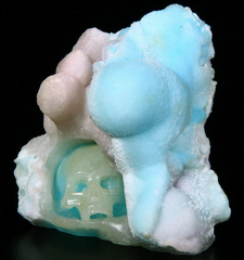 Mineral Specimen 4.6" Blue Aragonite Carved Crystal Skull, Realistic