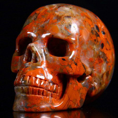 2.5" Red Brecciated Jasper Carved Crystal Skull, Realistic