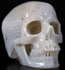 HUGE 5.1" Grey Agate Carved Crystal Skull, Super Realistic
