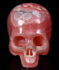 1.1" Rhodochrosite Carved Crystal Skull, No Jaw