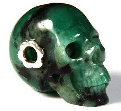 0.9" Emerald Carved Crystal Skull Pendant
