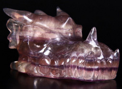 Huge 5.2" Fluorite Carved Crystal Dragon Skull