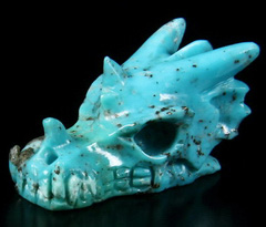 Gemstone 1.0" Turquoise Carved Crystal Dragon Skull