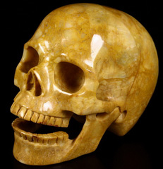 HUGE 5.2" Yellow Jasper Carved Crystal Singing Skull