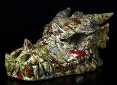 HUGE 5.0" Dragon Blood Jasper Carved Crystal Dragon Skull