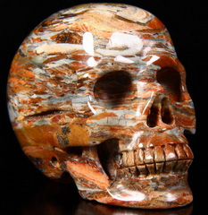 2.5" Green Red Jasper Carved Crystal Skull, Realistic