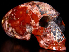 Huge 5.0" Mookaite Jasper Carved Crystal Elongated Mayan Alien Skull, Healing