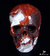 STUNNING 1.5" Red Crazy Lace Agate Carved Crystal Skull, Realistic