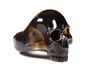 size 8 1/2, Black Obsidian Carved Crystal Skull Ring