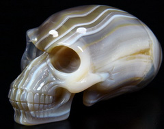 Huge 5.0" Agate Carved Elongated Mayan Alien Crystal Skull, Kingdom of Crystal Skulls