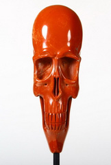 Apr 5, 2015 ACSAD (A Crystal Skull a Day) - Mind Your Head - Red Jasper Elongated Carved Crystal Skull Sculpture with Stand
