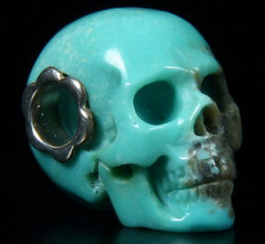 0.7" Turquoise Carved Crystal Skull Pendant