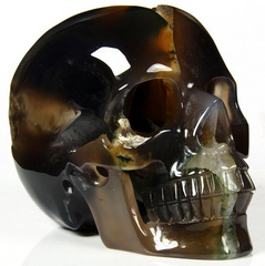 AMAZING UNIQUE HUGE GEODE 5.5" Agate Carved Crystal Skull
