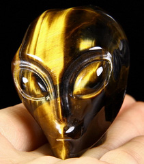 2.0" Gold Tiger' Eye Carved Crystal Star Being, Female Alien